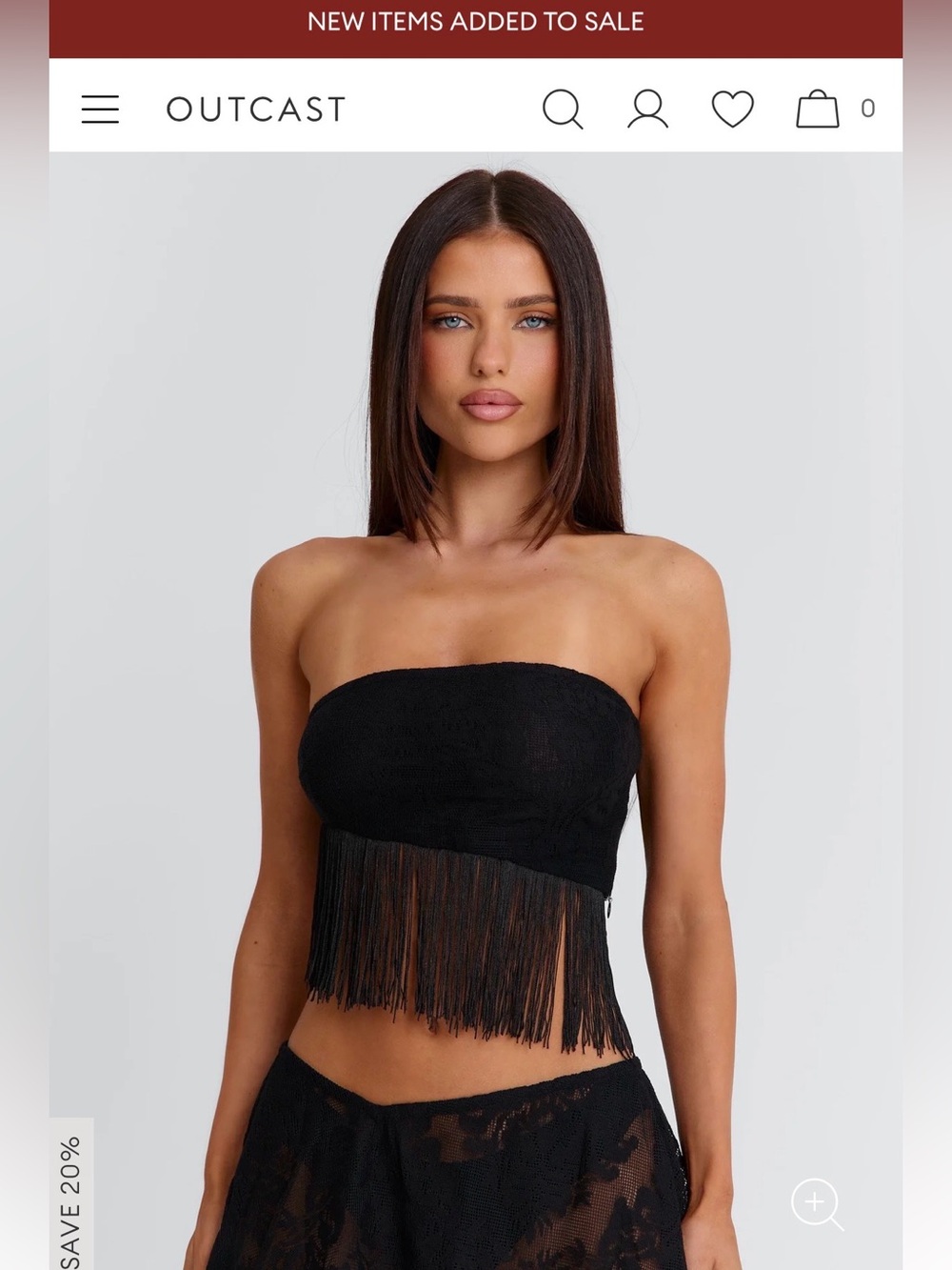 Black Fringe Strapless Top - Outcast Clothing
